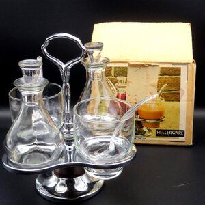 Vintage Hellerware Cruet Relish Lazy Susan Condiment Set New in Box
